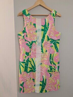 Lilly Pulitzer 20th Anniversary Collection Pink &Green Floral Mini Dress Size 14